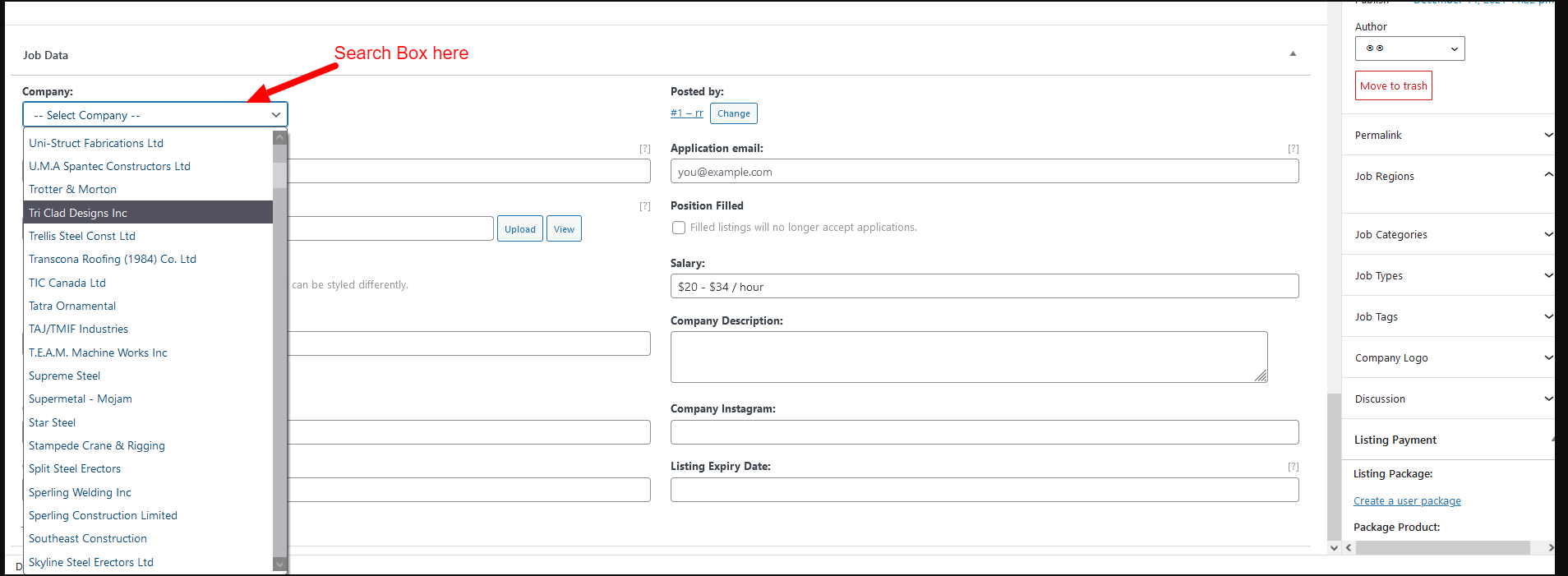 Attachment for Add a search Box for company list in Companies plugin under admin.