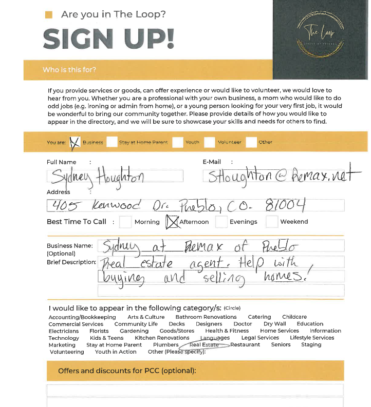Attachment for form sign up