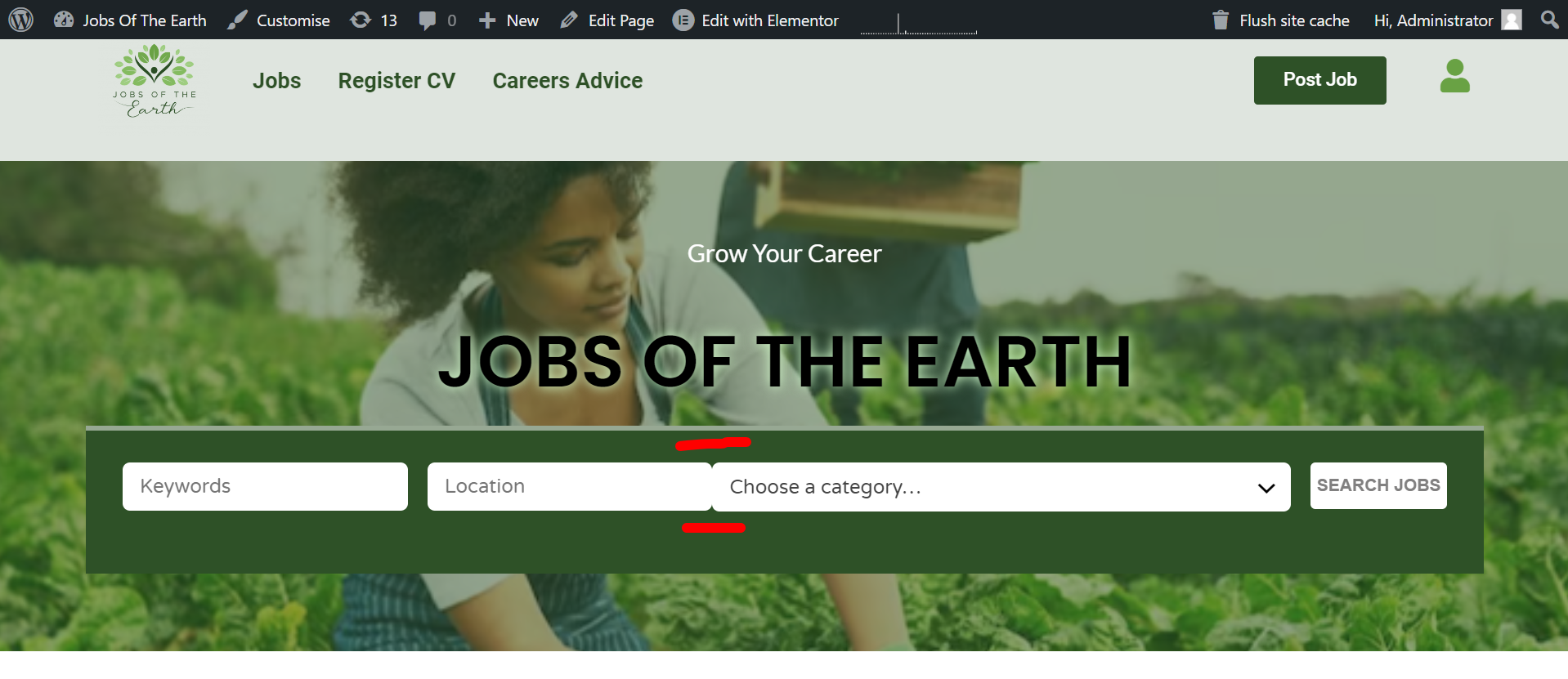 Attachment for The Job Search Widget Does Not Align Properly